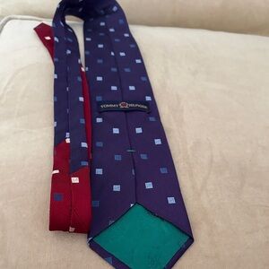 Tommy Hilfiger Blue and Red Patterned Tie